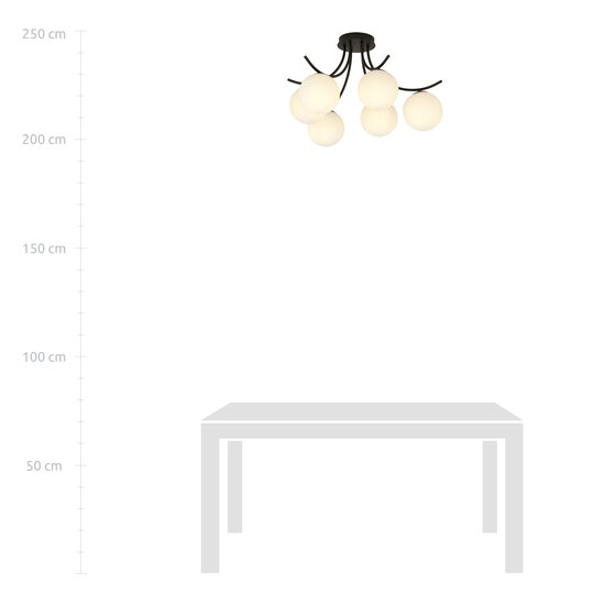 Emibig Emibig Kopenhagen zwart met 6 witte bollen glas E14 - Perfecte verlichting voor moderne interieurs