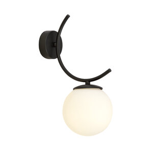 Kopenhagen wandlamp zwart met 1 witte bol glas E14