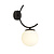 Copenhagen wall lamp black with 1 white ball glass E14