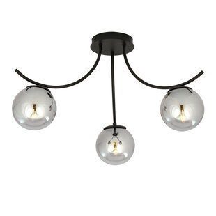 Copenhagen ceiling lamp black with 3 smoked glass balls