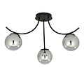 Copenhagen ceiling lamp black with 3 smoked glass balls