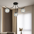 Copenhagen ceiling lamp black with 3 smoked glass balls