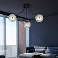 Copenhagen ceiling lamp black with 3 smoked glass balls
