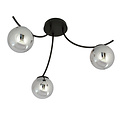 Copenhagen ceiling lamp black with 3 smoked glass balls
