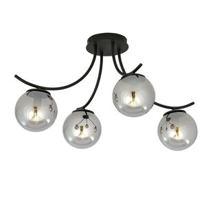 Copenhagen smoked glass ceiling lamp black with 4 glass balls