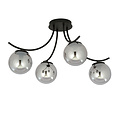 Emibig Emibig Lámpara de techo de vidrio ahumado Copenhague negra con 4 bolas de vidrio - Ideal para interiores modernos