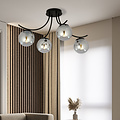 Emibig Emibig Lampe de plafond en verre fumé Copenhague noire avec 4 boules en verre - Idéale pour les intérieurs modernes