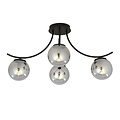 Copenhagen smoked glass ceiling lamp black with 4 glass balls