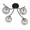 Copenhagen smoked glass ceiling lamp black with 4 glass balls