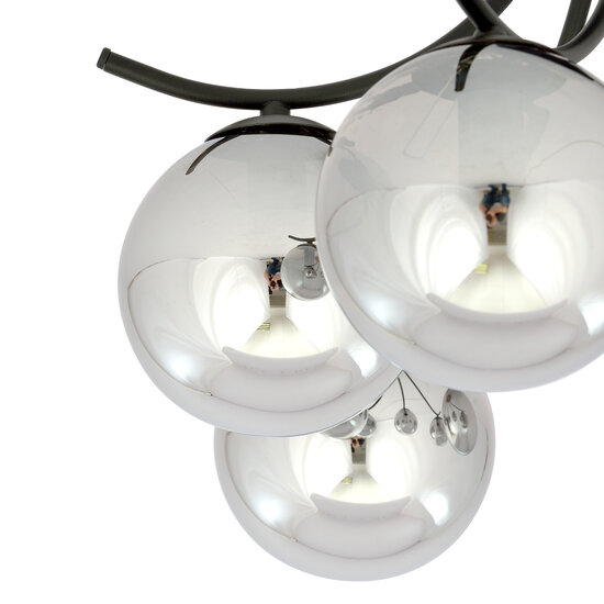 Copenhagen smoked glass ceiling lamp black with 4 glass balls