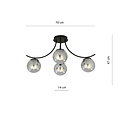Copenhagen smoked glass ceiling lamp black with 4 glass balls