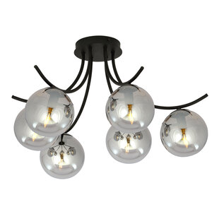 Copenhagen black ceiling lamp with smoked bulbs glass E14