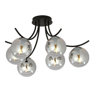Lámpara de techo Copenhagen negra con bombillas ahumadas cristal E14