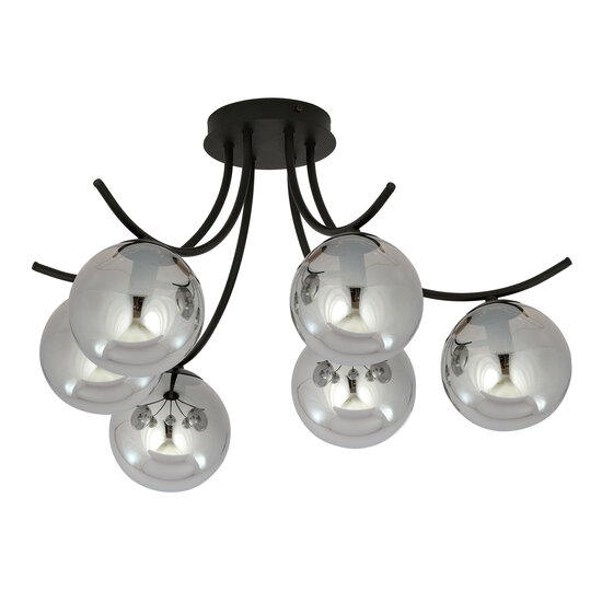 Emibig Emibig Lámpara de techo negra Copenhague con bombillas de vidrio ahumado E14 - Iluminación ideal para tu sala de estar