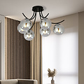 Copenhagen black ceiling lamp with smoked bulbs glass E14