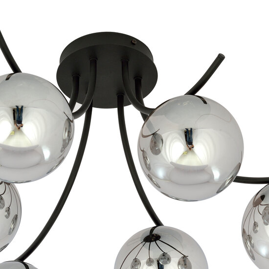 Emibig Emibig Schwarze Deckenleuchte Copenhagen mit rauchfarbenen Glühbirnen aus Glas E14 - Ideale Beleuchtung für Ihr Wohnzimmer