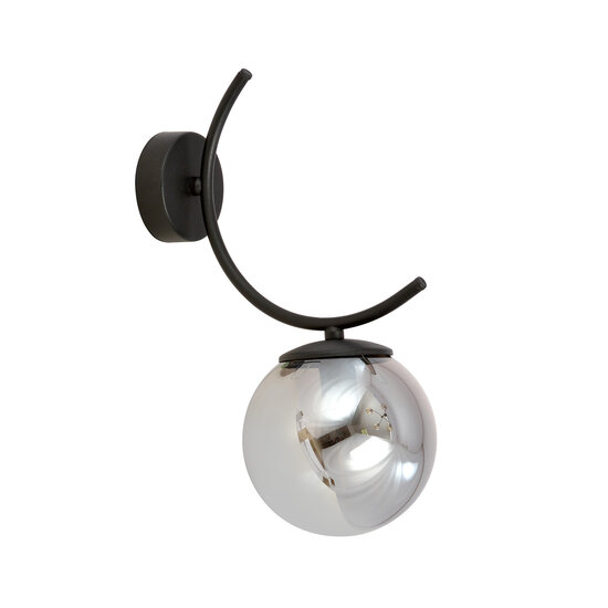 Emibig Emibig Lámpara de pared negra Copenhague con 1 vidrio de bombilla ahumado E14 - Ideal para crear una atmósfera acogedora en tu sala de estar