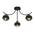 Lámpara de techo Copenhagen negra con 3 bolas de cristal rayadas