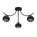 Lámpara de techo Copenhagen negra con 3 bolas de cristal rayadas