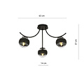 Copenhagen black ceiling lamp with 3 striped glass balls