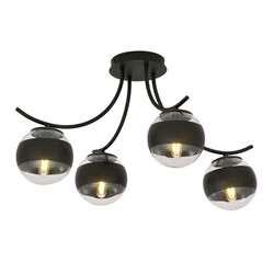 Emibig Copenhagen striped glass ceiling lamp black with 4 glass balls