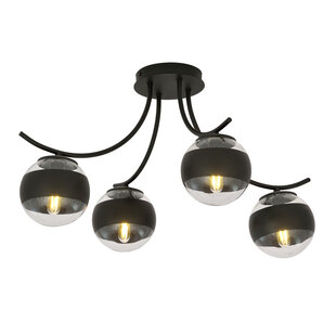 Copenhagen striped glass ceiling lamp black with 4 glass balls