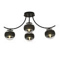Emibig Emibig Copenhagen striped glass ceiling lamp black with 4 glass balls - Ideal lighting for any space
