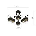 Copenhagen black 6 lamp ceiling lamp with striped bulbs glass E14
