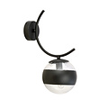 Kopenhagen gebogen zwarte wandlamp met 1 gestreepte bol glas E14