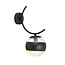 Copenhagen curved black wall lamp with 1 striped ball glass E14