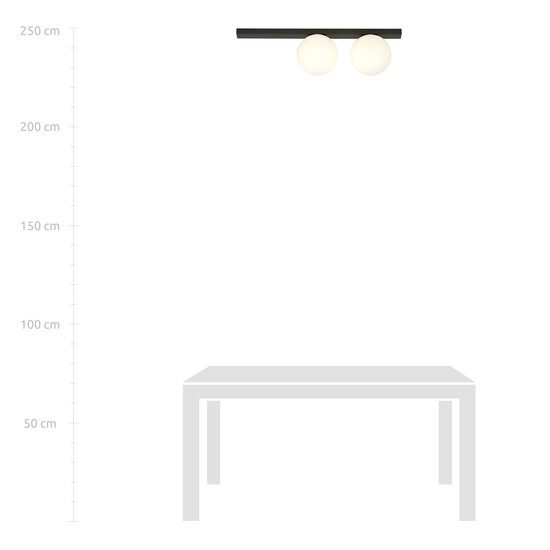 Lámpara de techo Aalborg mediana negra con 2 bombillas blancas E14