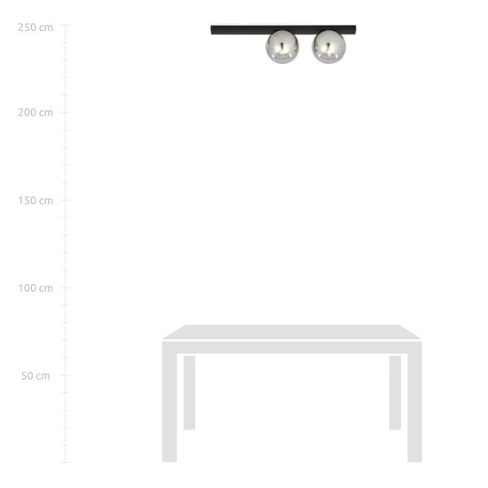 Emibig Emibig Aalborg hermosa lámpara de techo negra mediana con 2 bombillas ahumadas E14 - Ideal para crear un ambiente cálido en tu hogar