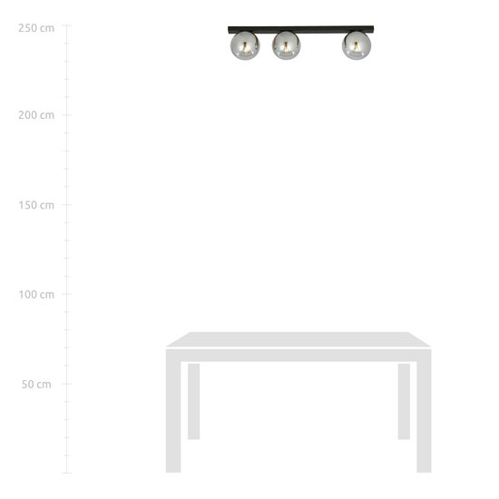 Aalborg schöne lange schwarze Deckenleuchte mit 3 Rauchlampen E14