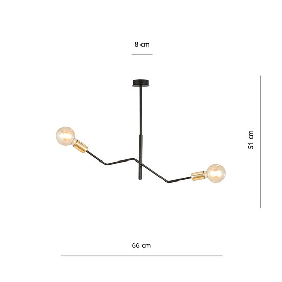 Emibig Emibig Odense hanglamp zwart met goud 2x E27 - Perfecte plafondverlichting voor elke ruimte