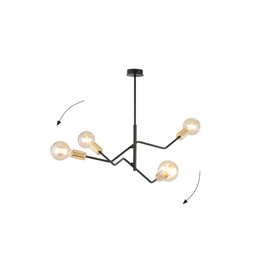 Odense 4 lamp hanging lamp black with gold 4x E27