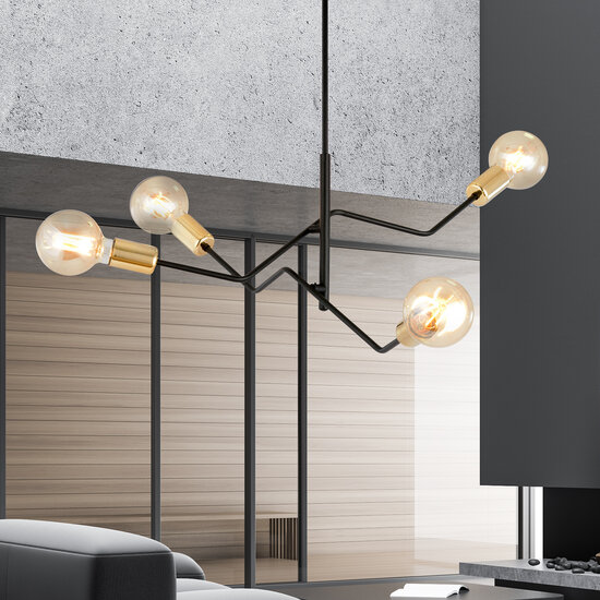 Emibig Emibig Odense 4 lamp hanging lamp black with gold 4x E27 - Perfect lighting for any space
