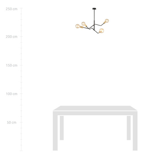 Lampe suspendue Odense 4 lampes noire avec or 4x E27