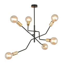 Suspension Odense 6 lampes E27 noir et or