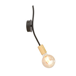 Odense wall lamp black curved with gold E27