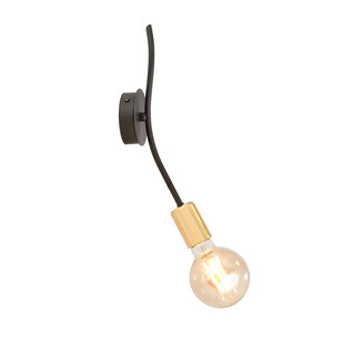 Odense wall lamp black curved with gold E27
