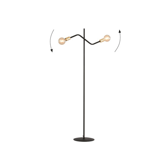 Lampadaire Odense avec 2 connexions E27 dorées