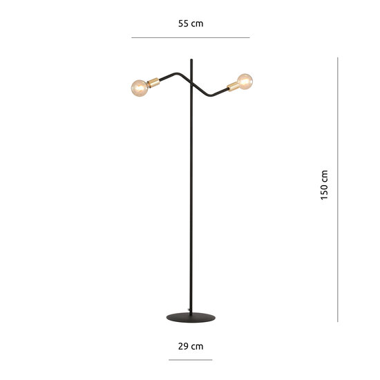 Odense floor lamp with 2 gold E27 connections