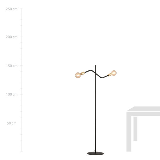 Lampadaire Odense avec 2 connexions E27 dorées