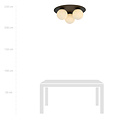 Esbjerg triple ceiling lamp black with 3 white opal glass bulbs E14