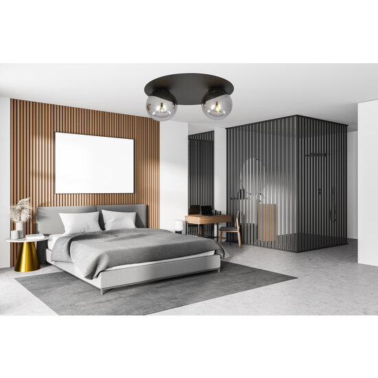 Esbjerg plafón doble negro 2 bombillas fumé E14