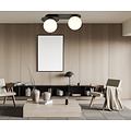 Randers double oval ceiling lamp black with 2 white glass bulbs E14