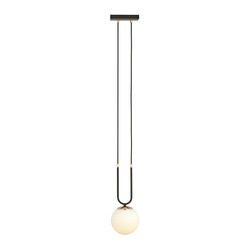 Emibig Aarhus 1 Lampe E14 Hängelampe schwarz und opal 15 cm Durchmesser