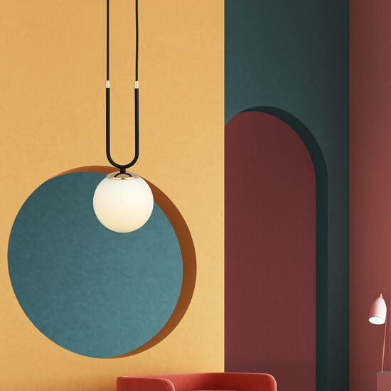 Aarhus 1 lamp E14 hanging lamp black and opal 15 cm diameter