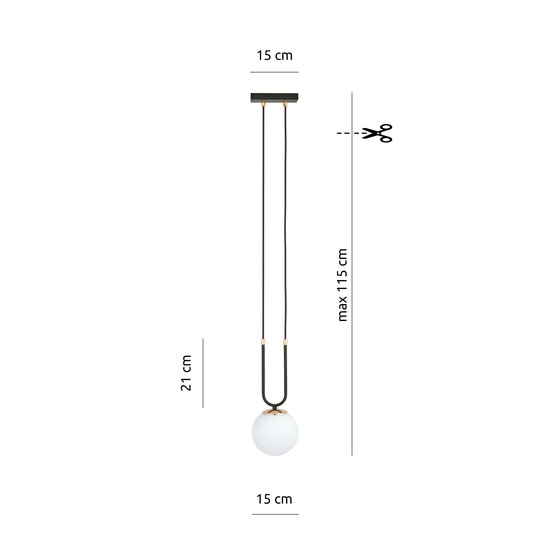 Emibig Aarhus 1 Lampe E14 Hängelampe schwarz und opal 15 cm Durchmesser - Ideal für moderne Innenräume