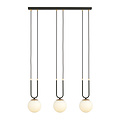 Aarhus 3 lamp E14 lange hanglamp zwart en opaal 70 cm breedte